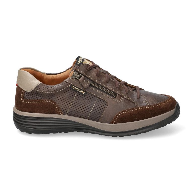 Mephisto SACCO heren veter sneaker - Chestnut bruin